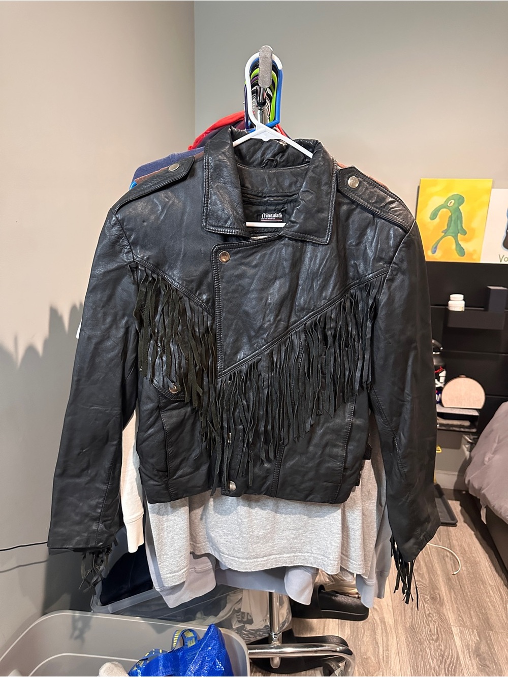 Chia Vintage 80s Unisex Leather Fringe Motorcycle Western Jacket Size M PreOwned